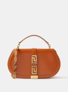 Кожаная сумка через плечо greca goddess Versace, коричневый