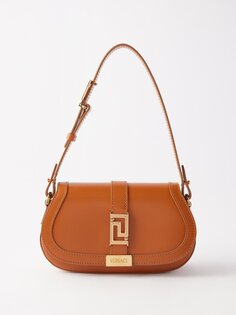 Маленькая кожаная сумка через плечо greca goddess Versace, коричневый