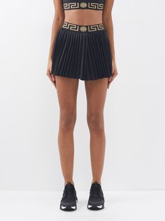 Мини-юбка со складками из грека-жаккарда Versace, черный