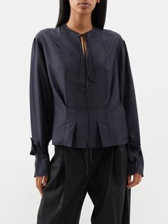 Шелковая блузка со складками Victoria Beckham, черный