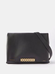 Кожаная сумка на плечо с отделкой цепочкой Victoria Beckham, черный