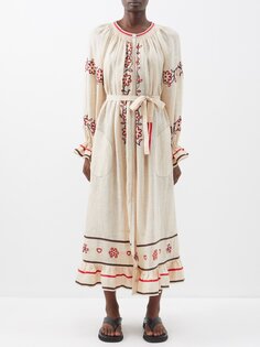 Буковельское льняное вышитое платье Vita Kin, бежевый
