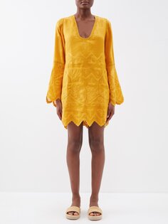 Льняное платье мини pippa с вышивкой Vita Kin, желтый