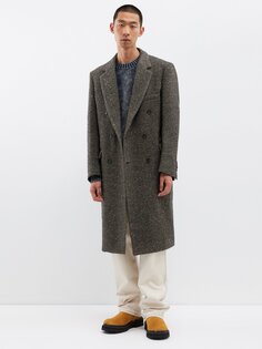 Двубортное пальто с узором «елочка» Winnie New York, серый
