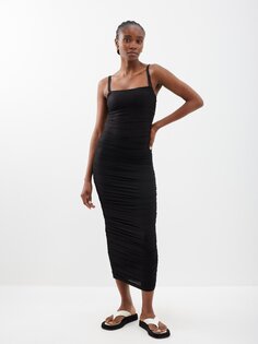 Платье-комбинация миди из джерси со сборками WARDROBE.NYC, черный