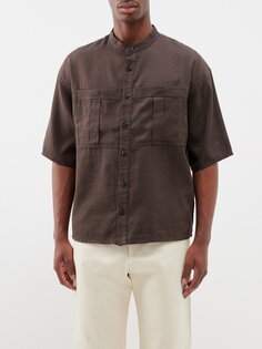 Рубашка ymo из смесового льна YMC, коричневый