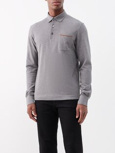Рубашка-поло из хлопка с накладными карманами ZEGNA, серый