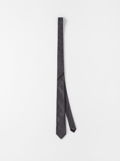 Шелковый галстук в полоску-жаккард ZEGNA, серый