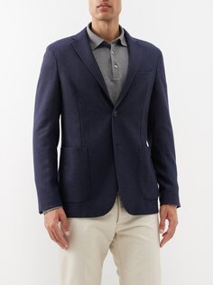 Однобортный пиджак из смесовой шерсти ZEGNA, синий