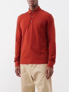 Рубашка-поло из хлопка с накладными карманами ZEGNA, красный