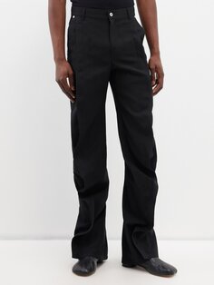Узкие шерстяные брюки бананового цвета с оборками Y/Project, черный
