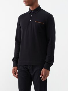 Рубашка-поло из хлопка с накладными карманами ZEGNA, черный