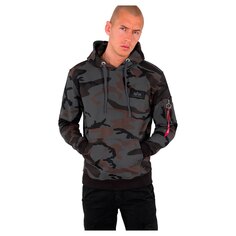 Худи Alpha Industries Back Print Camo, серый