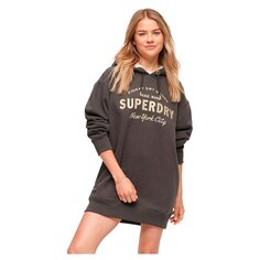 Короткое платье Superdry Luxe Metallic Logo Hood Long Sleeve, черный