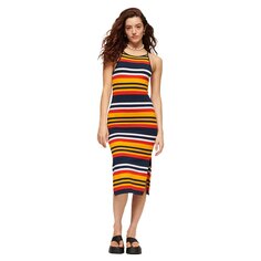 Платье миди Superdry Stripe Jersey Sleeveless, разноцветный