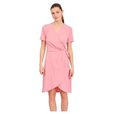 Платье Vila Nayeli Short Sleeve Knee Wrap, розовый