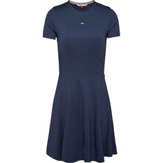 Платье с коротким рукавом Tommy Jeans Essential Fit &amp; Flare, синий