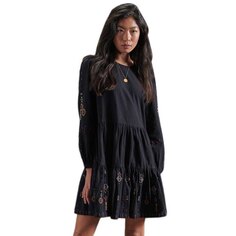 Короткое платье Superdry Anisa Embroidered, черный