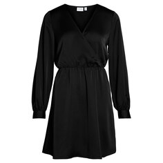 Платье с длинным рукавом Vila Ellette Wrap, черный