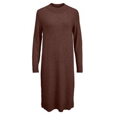 Платье миди Vila Ril Long Sleeve, коричневый