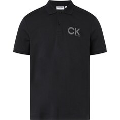 Поло с коротким рукавом Calvin Klein Striped Chest Logo, черный