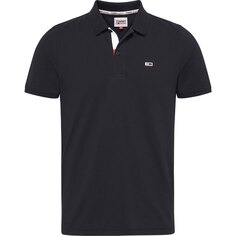 Поло с коротким рукавом Tommy Jeans Slim Placket, черный