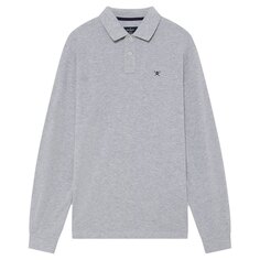 Поло с длинным рукавом Hackett Slim Fit Logo, серый