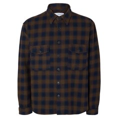 Рубашка с длинным рукавом Selected Loosemason-Flannel, коричневый