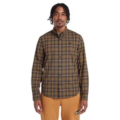 Рубашка с длинным рукавом Timberland Stretch Poplin Tartan Slim, коричневый