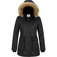 Куртка WenVen Winter Water Resistant With Removable Hood Women&apos;s, черный