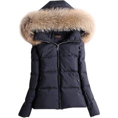 Пуховик Ace Shock With Fur Hood Warm Short Slim Fit Winter Women&apos;s, черный/бежевый