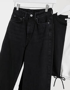 Черные прямые джинсы с завышенной талией Weekday Rowe - BLACK
