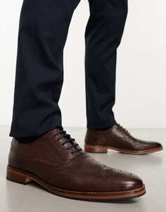 Туфли-броги ASOS DESIGN из коричневой кожи с натуральной подошвой и цветными деталями