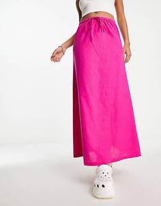 Розовая льняная пляжная юбка с низкой посадкой COLLUSION