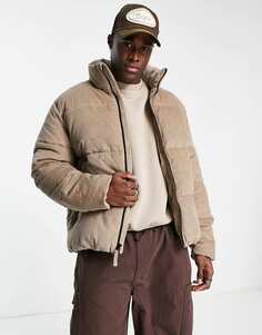 Коричневая куртка-пуховик из плотного вельвета Abercrombie &amp; Fitch