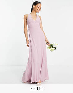 Розовое платье макси с бретельками на шее TFNC Petite Bridesmaid