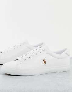 Белые кожаные кроссовки Polo Ralph Lauren Longwood с логотипом в виде пони