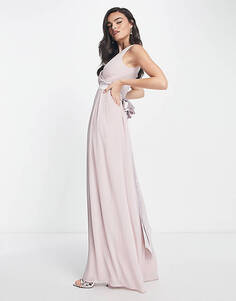 Розовое платье макси с бантом на спине TFNC Bridesmaid