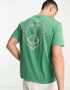 Зеленая футболка с принтом на спине Element Collab