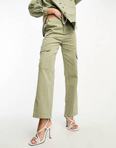 Комбинированные брюки карго цвета хаки In The Style x Gemma Atkinson