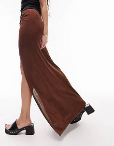 Облегающая юбка макси с закрученным передом Topshop шоколадного цвета