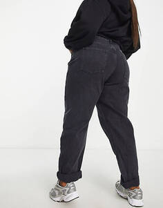 Черные джинсы с напуском и завышенной талией ASOS DESIGN Curve