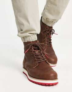 Коричневые кожаные ботинки на шнуровке с красной биркой Levi&apos;s Jax Lux Levis