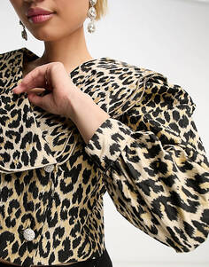 Леопардовая блузка с запахом спереди и фестончатым воротником Sister Jane