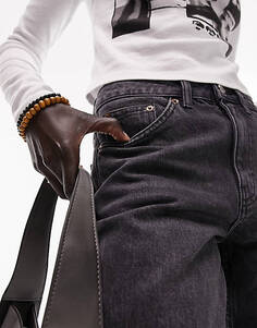 Черные прямые джинсы с необработанным краем Topshop Petite