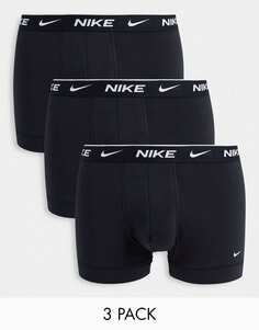 Черные хлопковые эластичные плавки из трех пар Nike