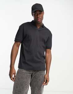Черная рубашка-поло с открытой планкой Calvin Klein