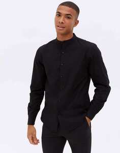 Черная поплиновая рубашка с длинными рукавами New Look