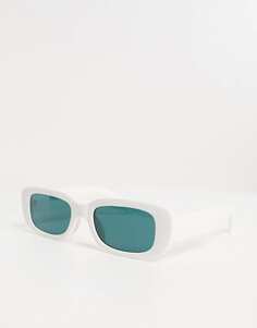 Белые массивные прямоугольные солнцезащитные очки с чернильно-зелеными линзами ASOS DESIGN