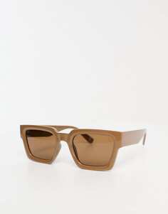 Коричневые квадратные солнцезащитные очки в скошенной оправе ASOS DESIGN